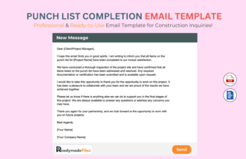 Punch List Completion Email Template For Construction
