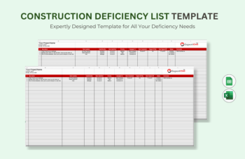 Construction Deficiency List Template