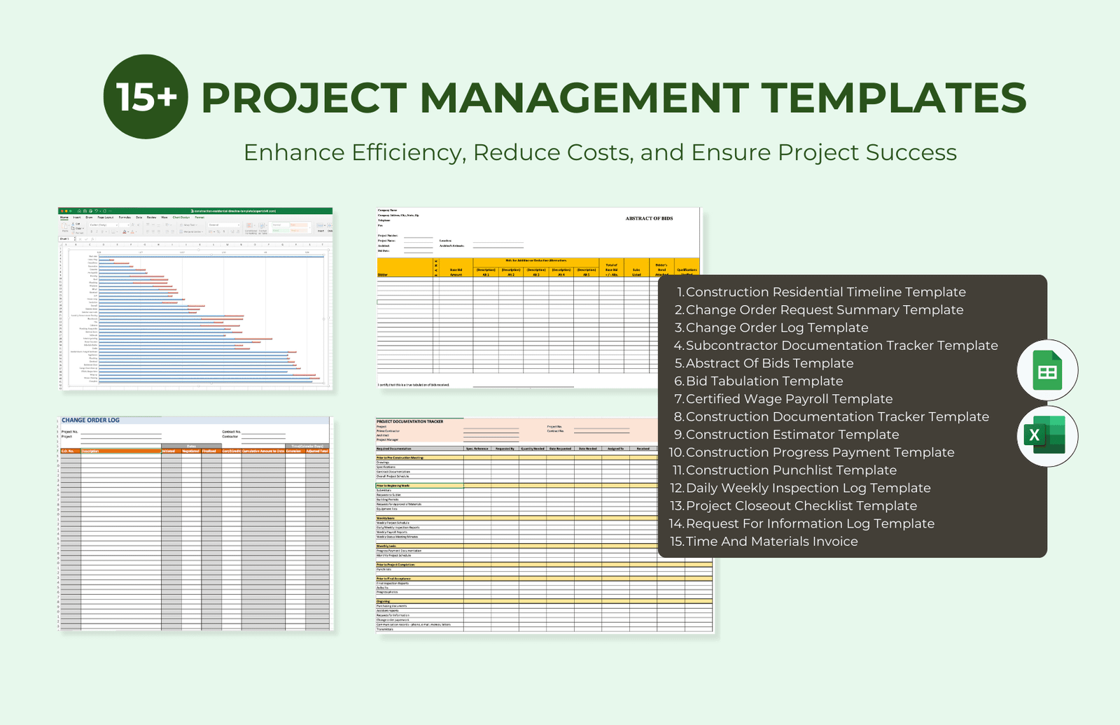 Project Management Excel Sheets for Construction