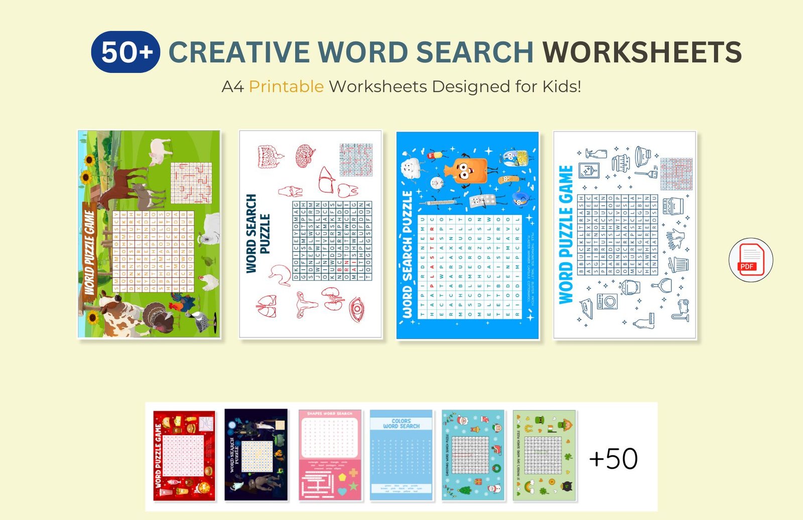 50+ Creative Word Search Worksheets