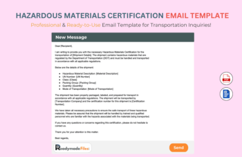 Hazardous Materials Certification Email Template For Transportation