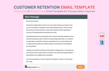 Customer Retention Email Template For Tech Company