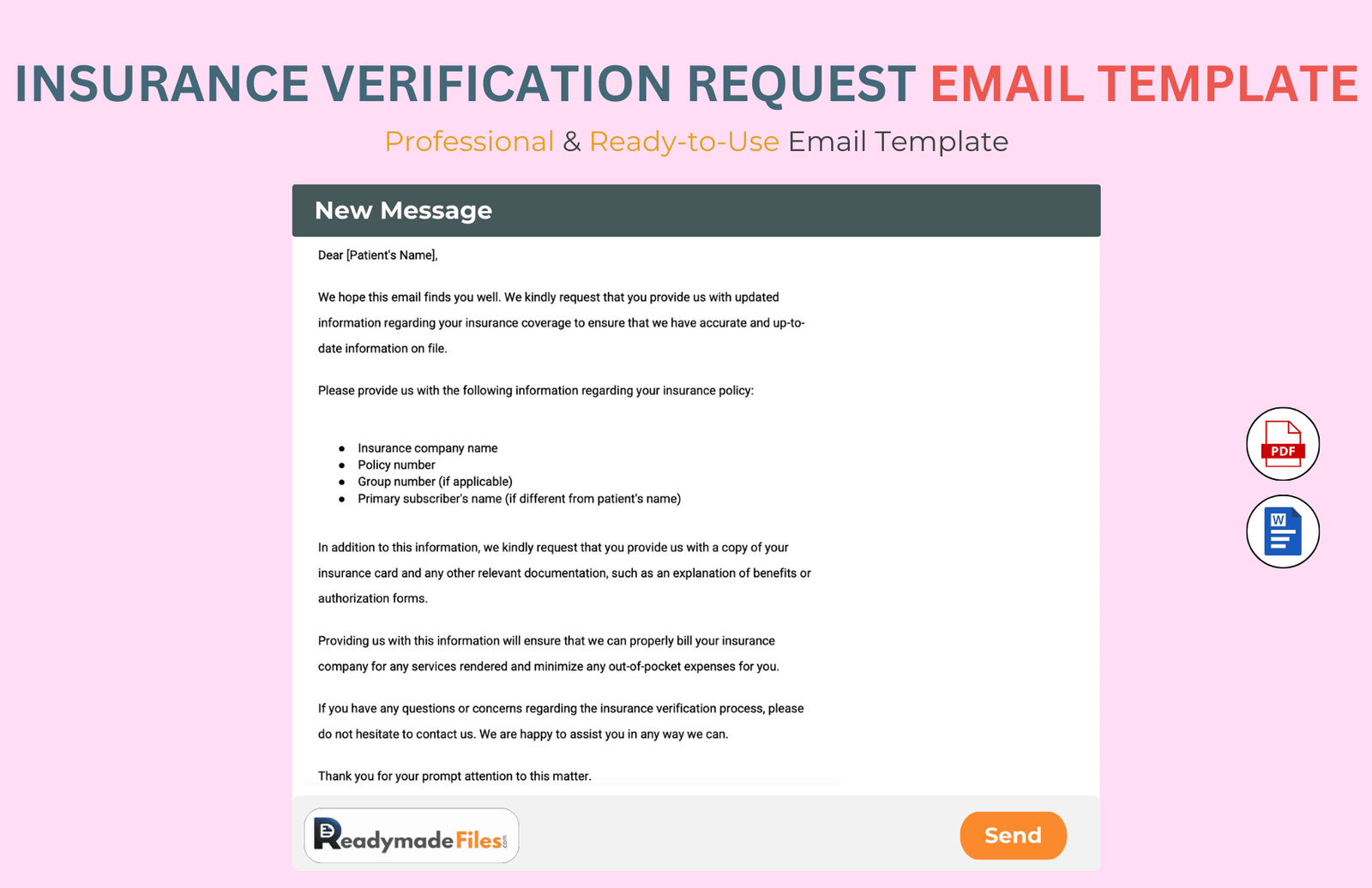 Insurance Verification Request Email Template For Health Care