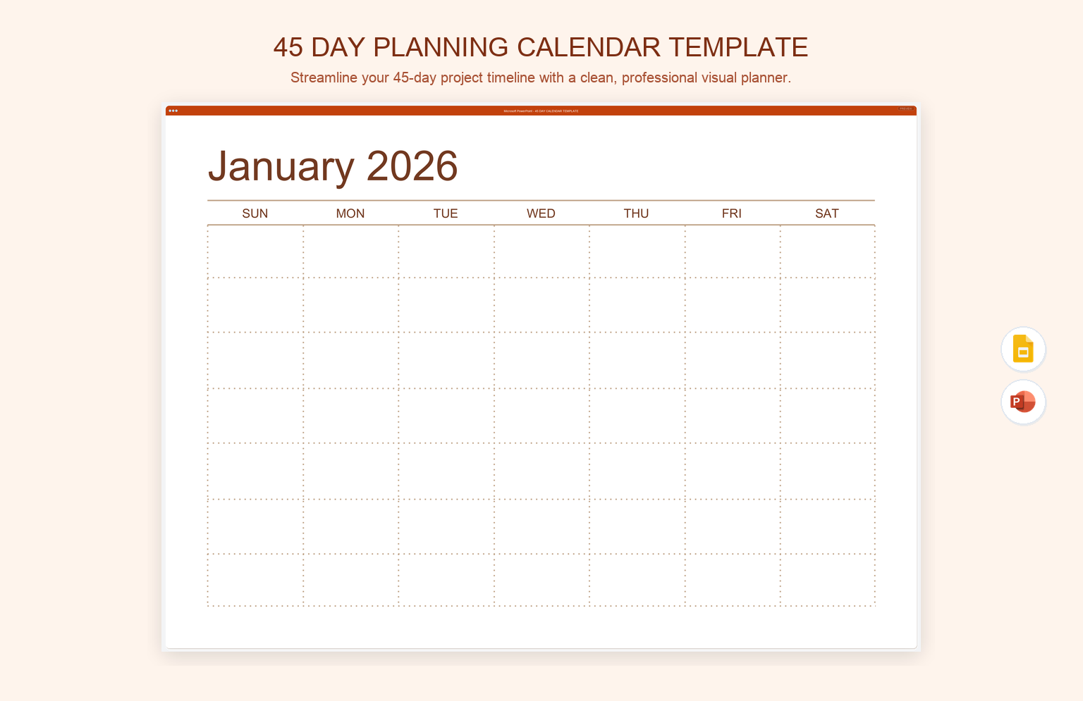 45 Day Planning Calendar Template