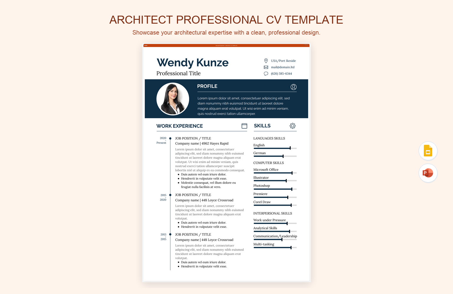 Architect Professional CV Template