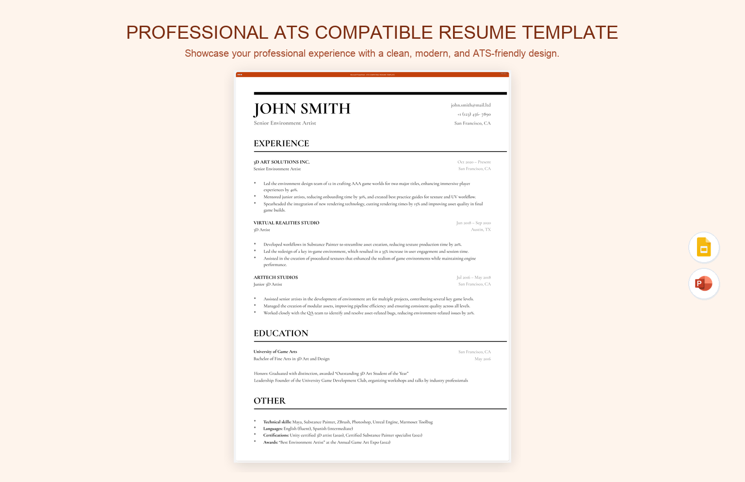 Professional ATS Compatible Resume Template