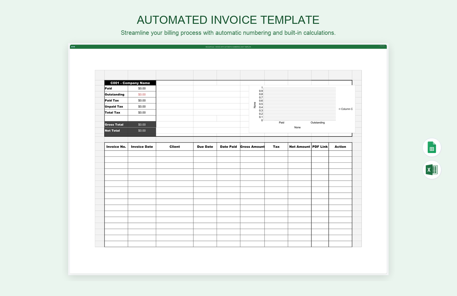 Automated Invoice Template product preview thumbnail