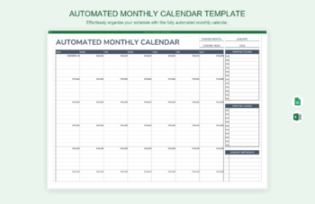 Automated Monthly Calendar Template