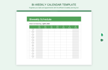 Bi-Weekly Calendar Template