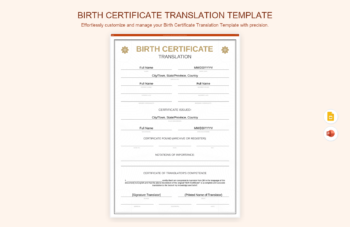 Birth Certificate Translation Template product preview thumbnail