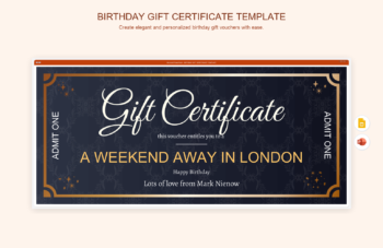 Birthday Gift Certificate Template product preview thumbnail