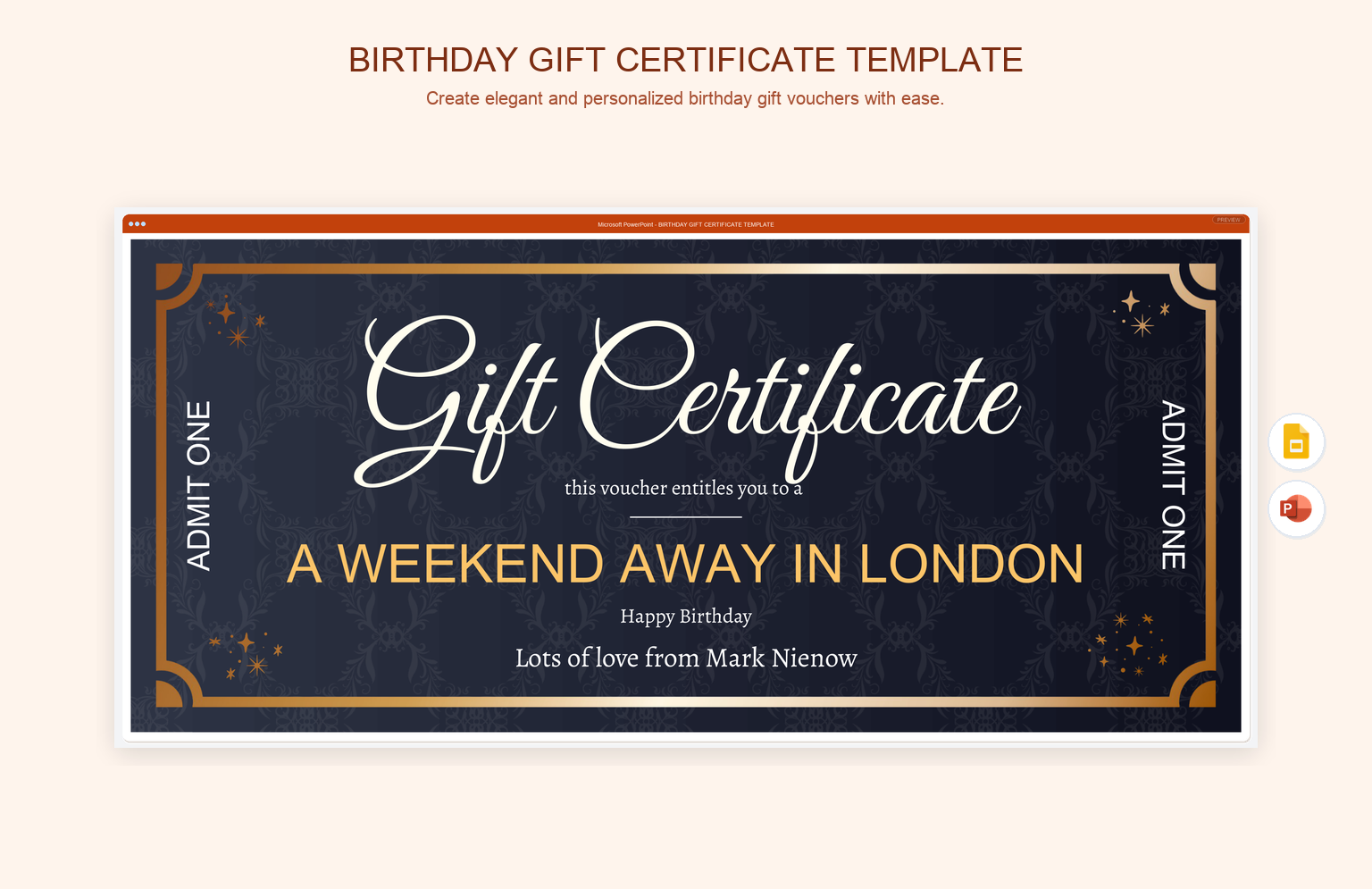 Birthday Gift Certificate Template product preview thumbnail