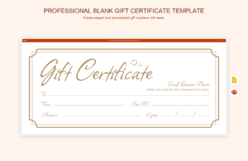 Professional Blank Gift Certificate Template product preview thumbnail