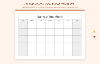Blank Monthly Calendar Template
