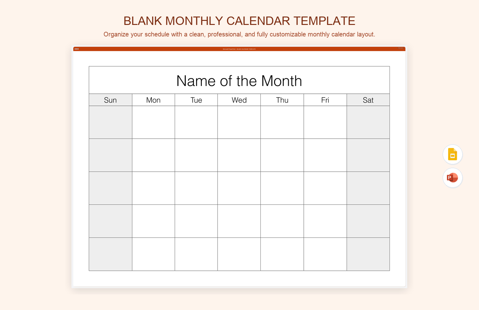 Blank Monthly Calendar Template