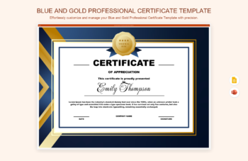 Blue and Gold Professional Certificate Template product preview thumbnail