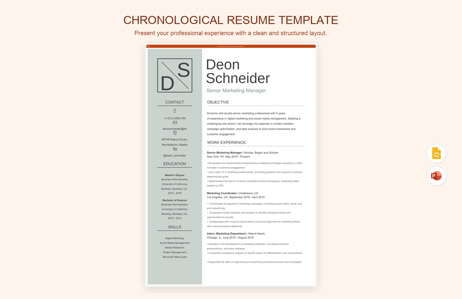 Chronological Resume Template