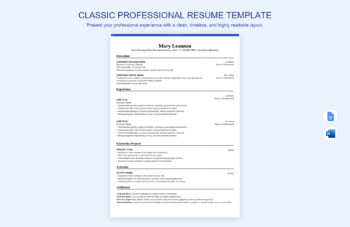 Classic Professional Resume Template