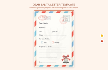 Dear Santa Letter Template product preview thumbnail