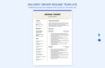 Delivery Driver Resume Template