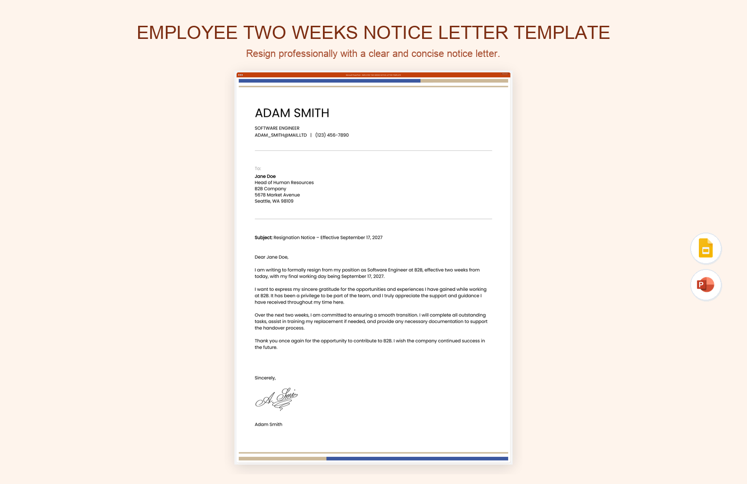 Employee Two Weeks Notice Letter Template product preview thumbnail
