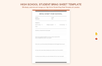 High School Student Brag Sheet Template product preview thumbnail
