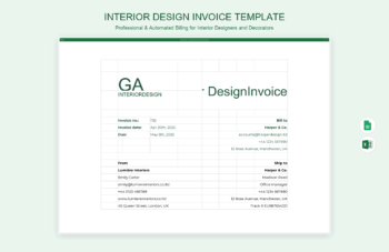 Interior Design Invoice Template product preview thumbnail
