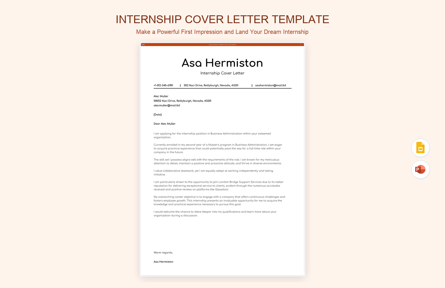 Internship Cover Letter Template product preview thumbnail