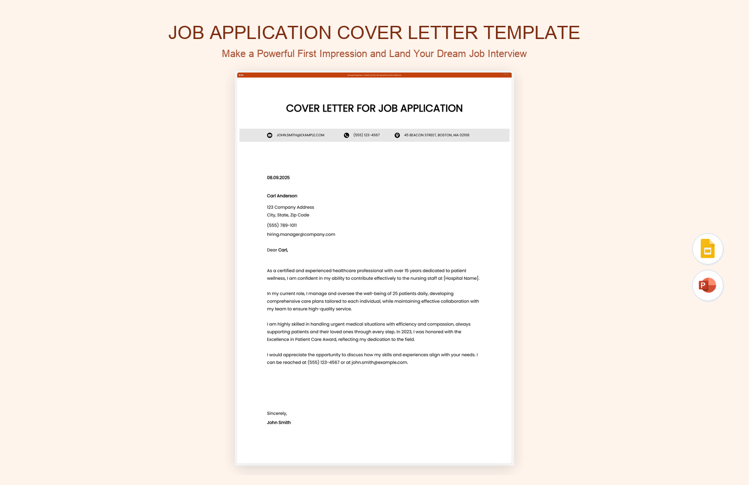 Job Application Cover Letter Template product preview thumbnail