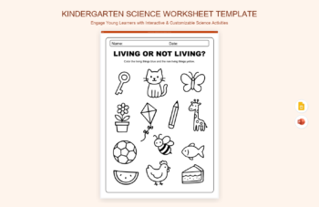 Kindergarten Science Worksheet Template product preview thumbnail