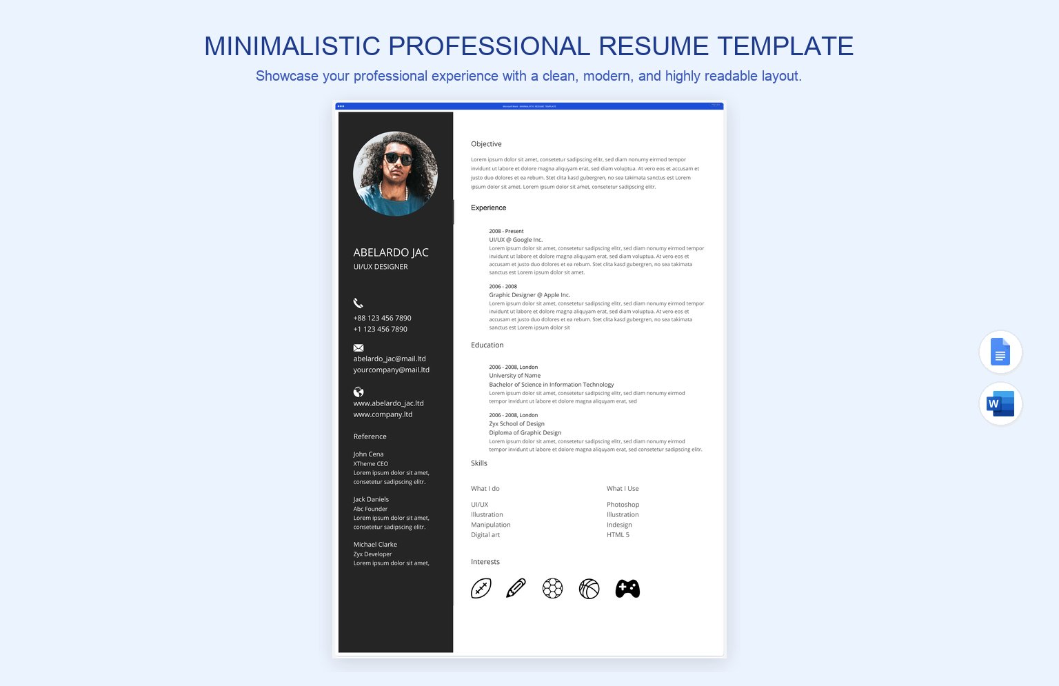 Minimalistic Professional Resume Template