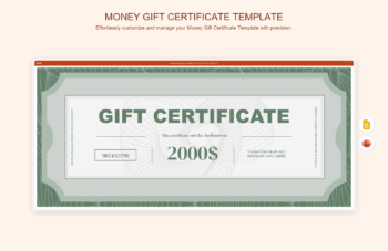 Money Gift Certificate Template product preview thumbnail