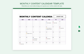 Monthly Content Calendar Template