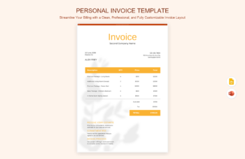 Personal Invoice Template product preview thumbnail