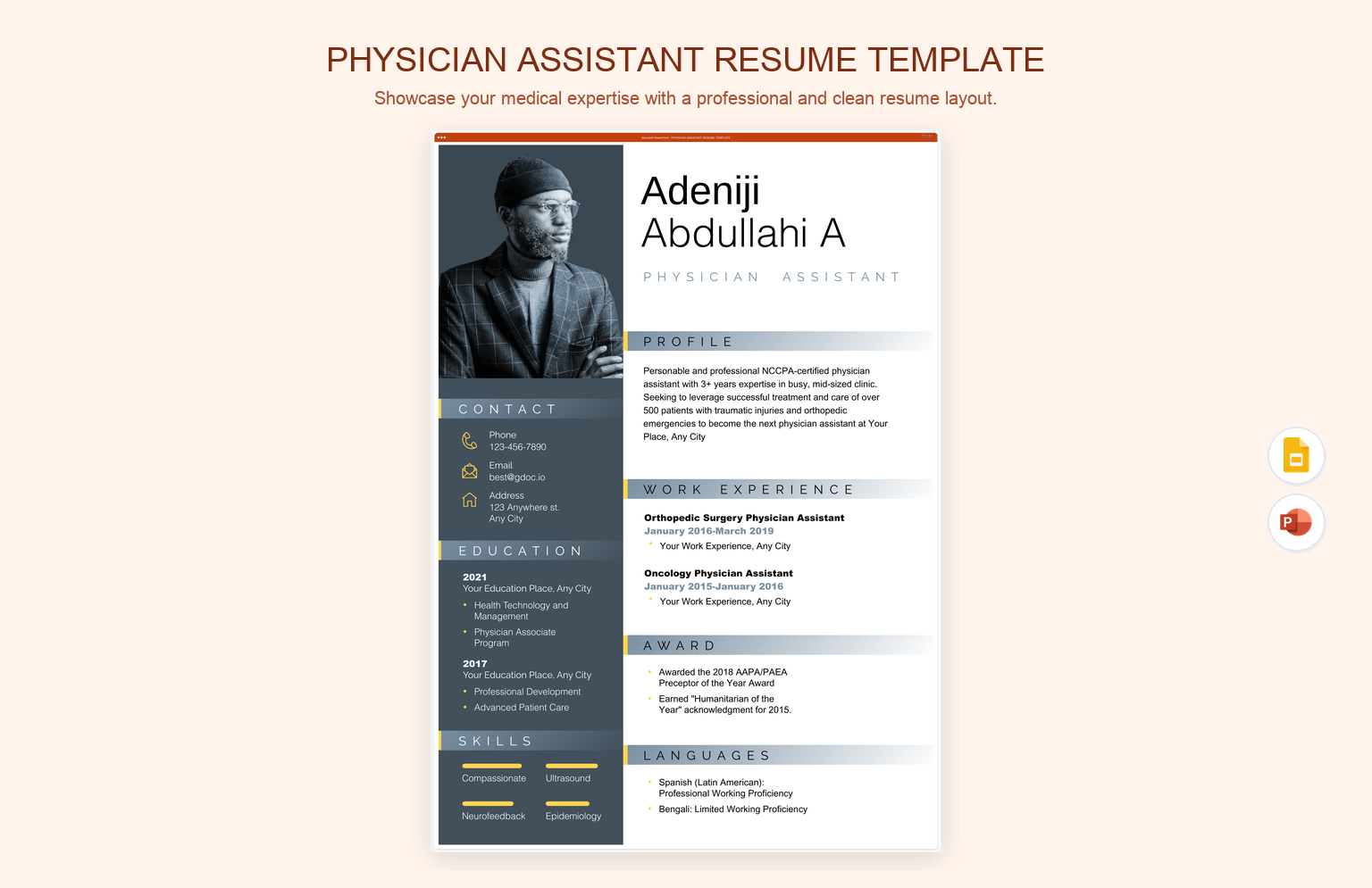 Physician Assistant Resume Template