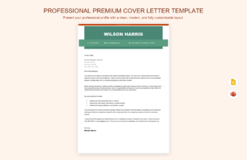 Professional Premium Cover Letter Template product preview thumbnail