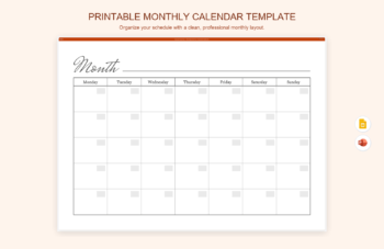 Printable Monthly Calendar Template