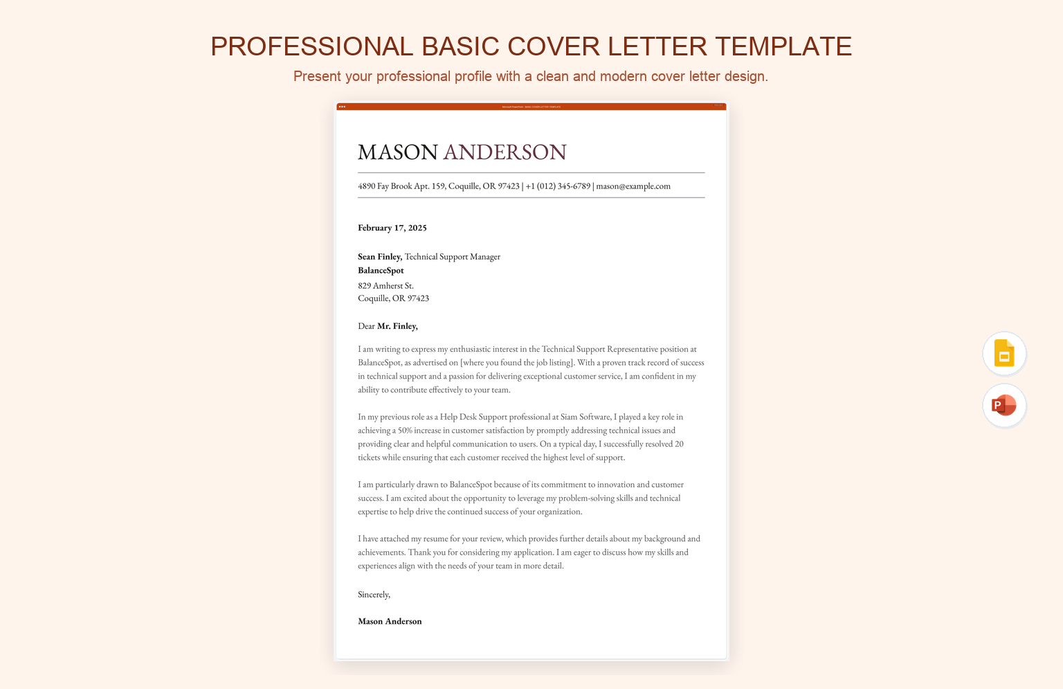 Professional Basic Cover Letter Template product preview thumbnail