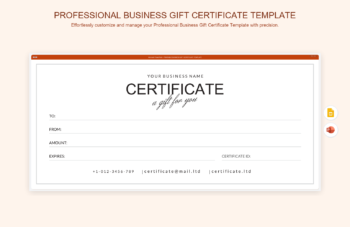 Professional Business Gift Certificate Template product preview thumbnail