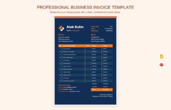 Professional Business Invoice Template product preview thumbnail