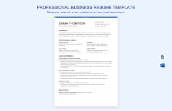 Professional Business Resume Template
