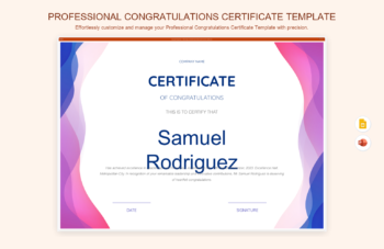 Professional Congratulations Certificate Template product preview thumbnail