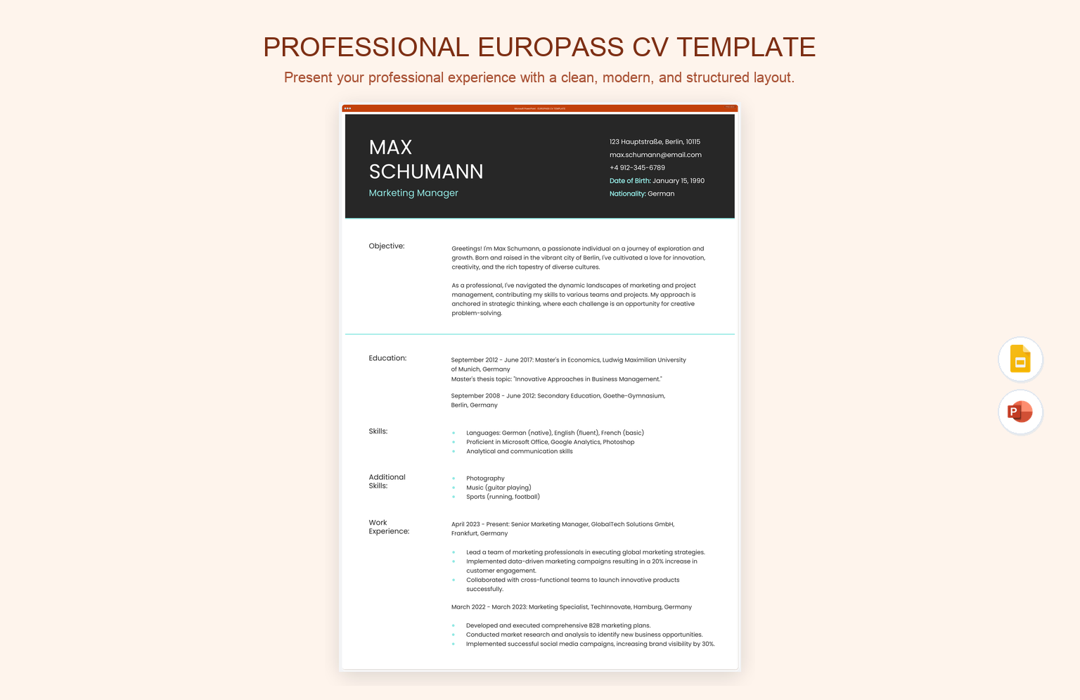 Professional Europass CV Template