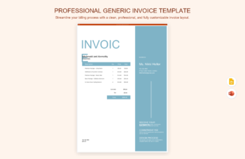 Professional Generic Invoice Template product preview thumbnail