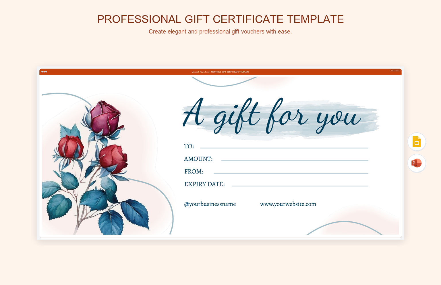 Professional Gift Certificate Template product preview thumbnail