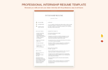 Professional Internship Resume Template
