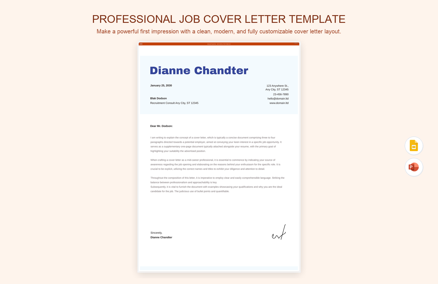 Professional Job Cover Letter Template product preview thumbnail