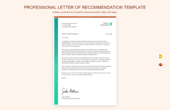 Professional Letter of Recommendation Template product preview thumbnail