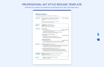 Professional MIT Style Resume Template