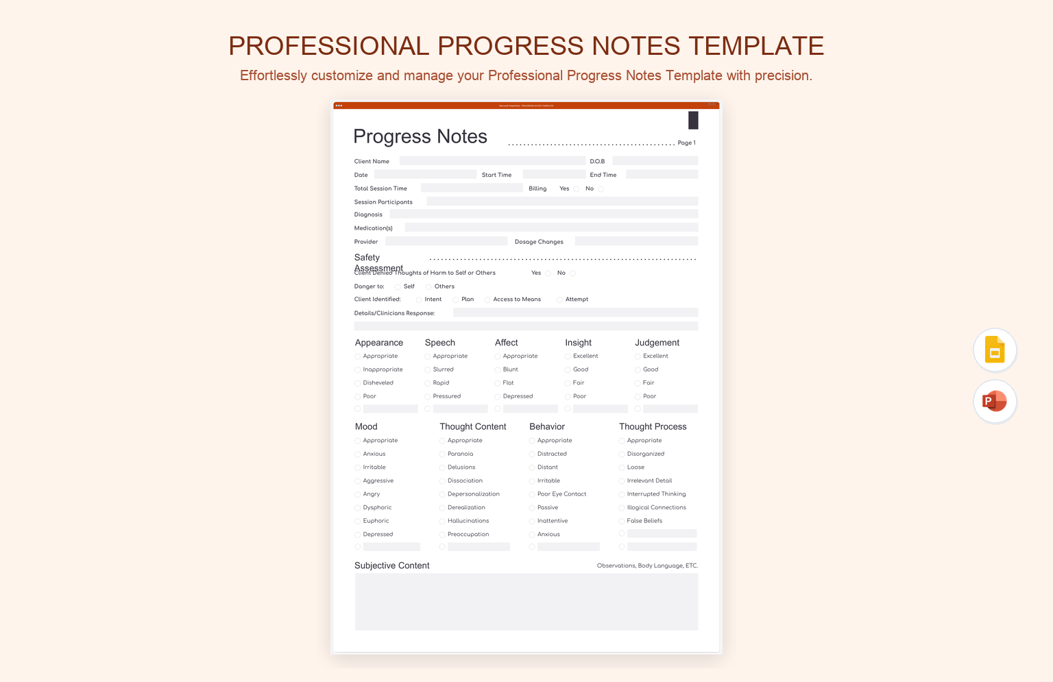 Professional Progress Notes Template product preview thumbnail